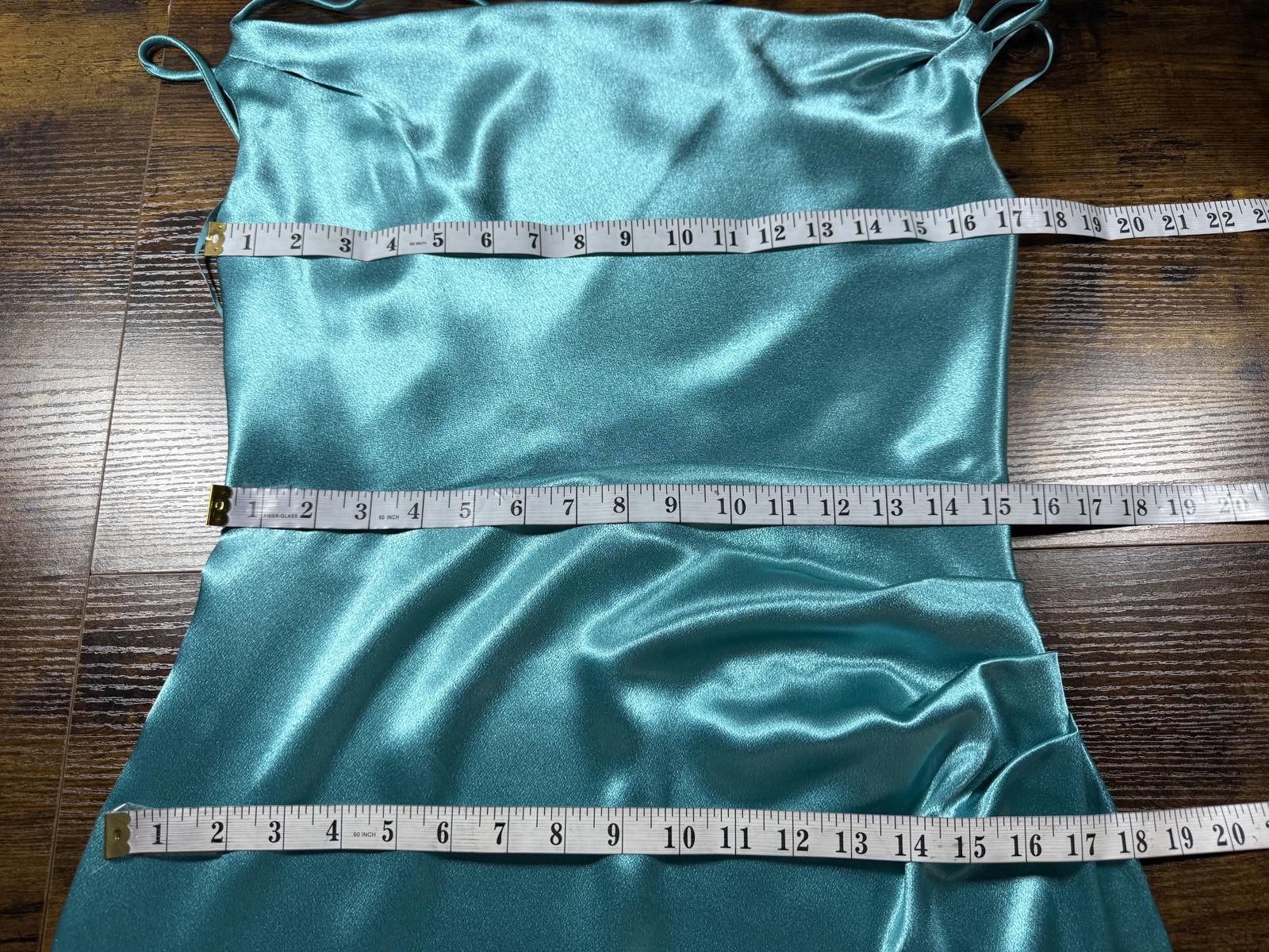 Quiz Aqua Satin Cross Back Maxi Dress UK 12-14 BNWT Occasion Gown  sku398