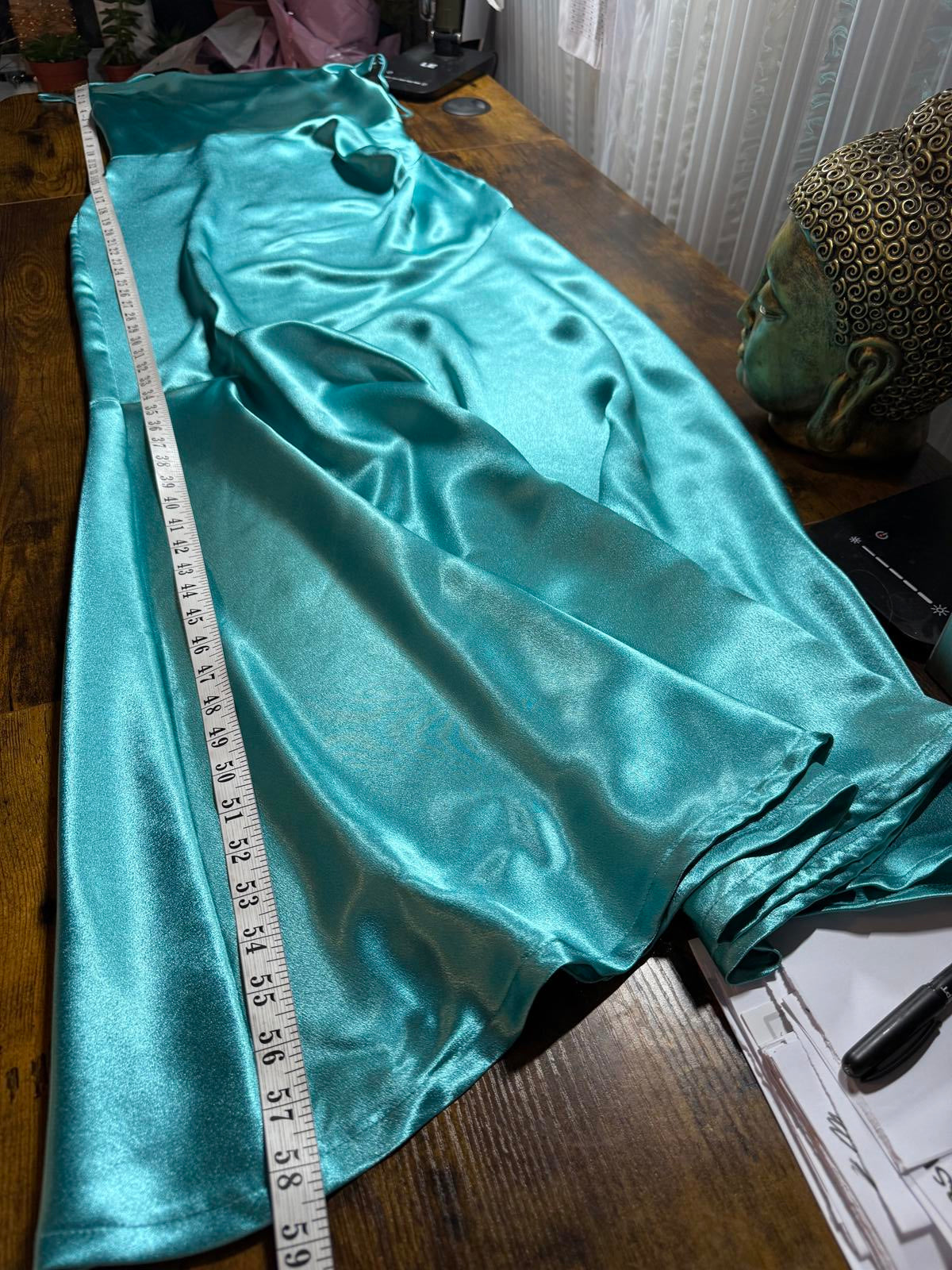Quiz Aqua Satin Cross Back Maxi Dress UK 12-14 BNWT Occasion Gown  sku398