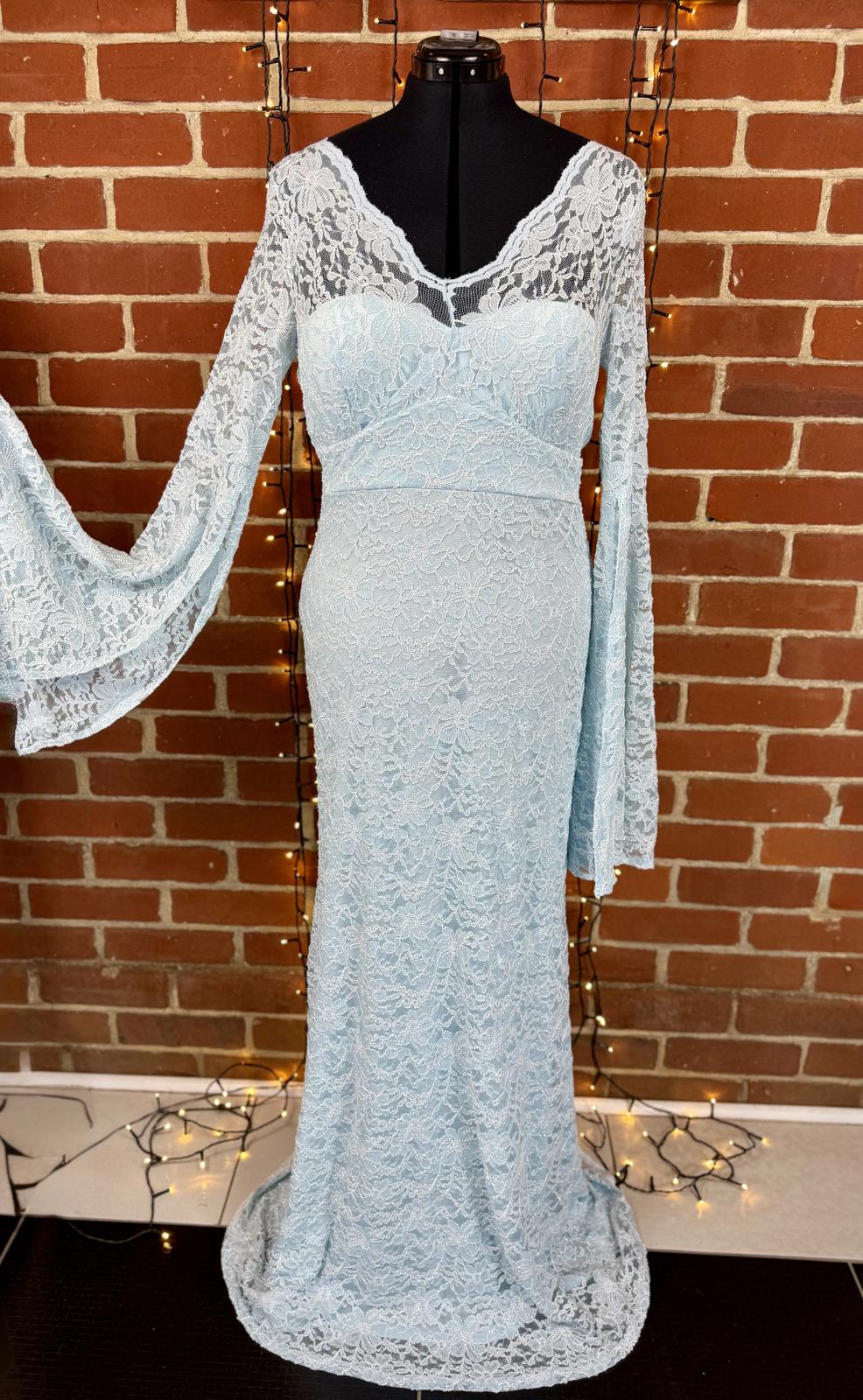 Goddiva Blue Sparkle Lace Fishtail Maxi Gown UK 16 BNWT   sku 263