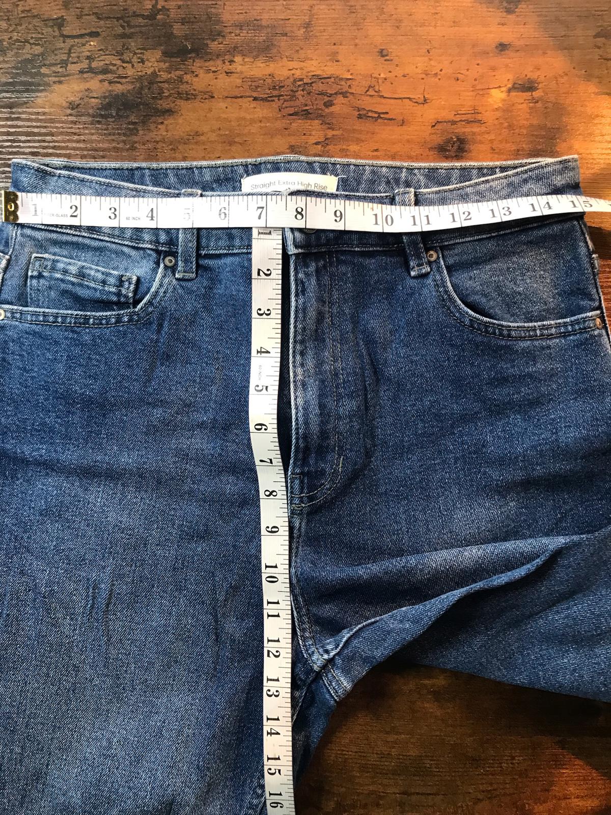 Anko Straight Extra High Rise Jeans UK 12 US 8 Blue Denim Stretch