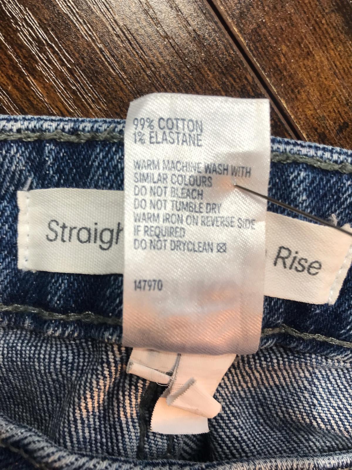 Anko Straight Extra High Rise Jeans UK 12 US 8 Blue Denim Stretch