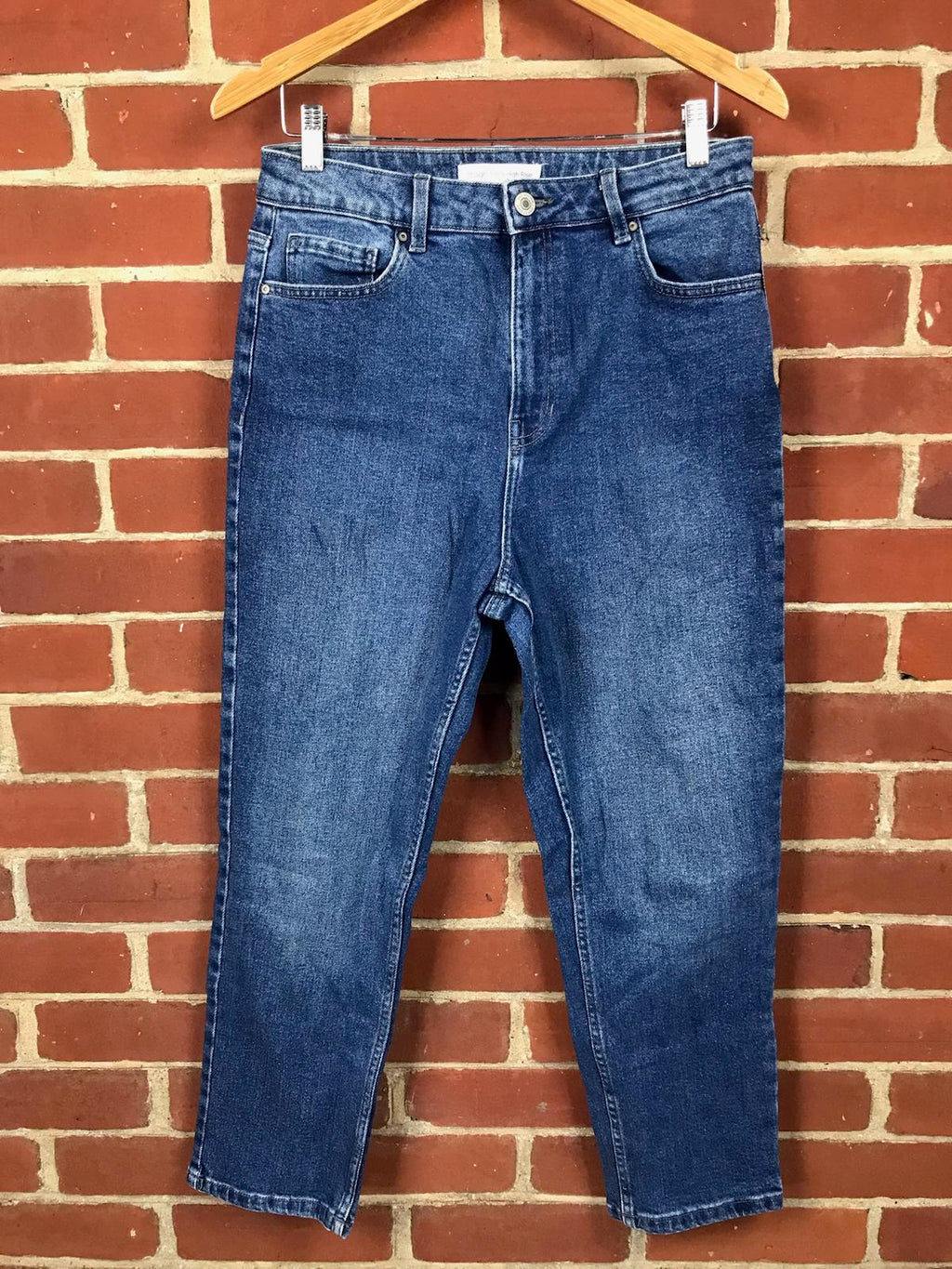 Anko Straight Extra High Rise Jeans UK 12 US 8 Blue Denim Stretch