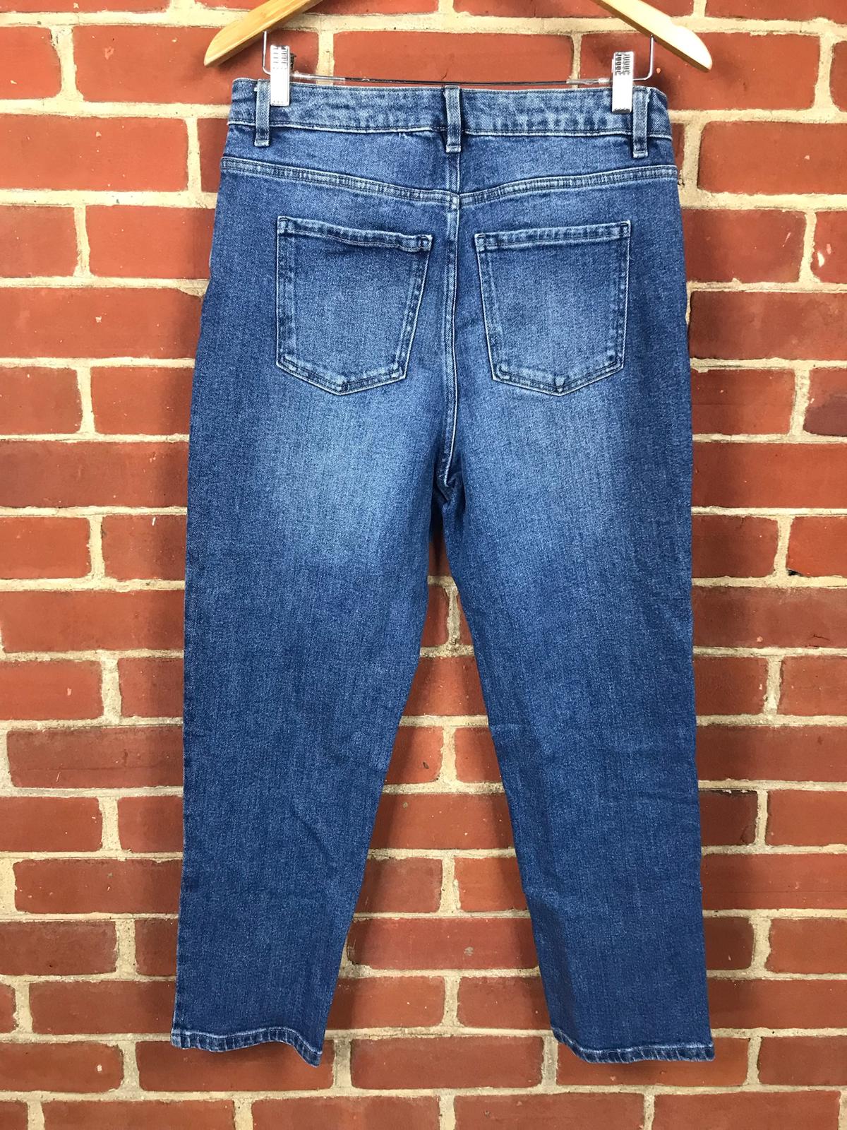Anko Straight Extra High Rise Jeans UK 12 US 8 Blue Denim Stretch