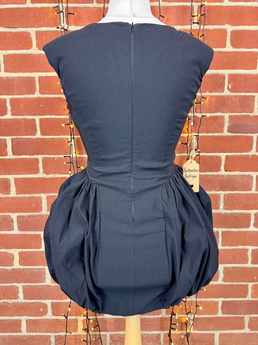 Black Bardot Corset Babydoll Mini Dress UK 10–12 / US 6–8 Sample sku 409