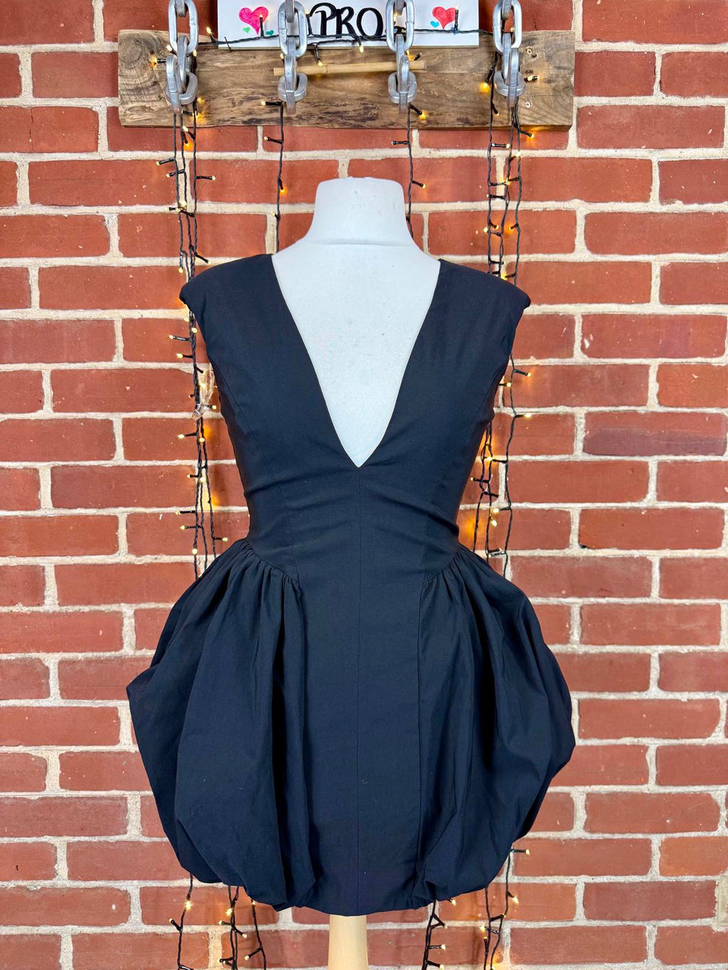 Black Bardot Corset Babydoll Mini Dress UK 10–12 / US 6–8 Sample sku 409