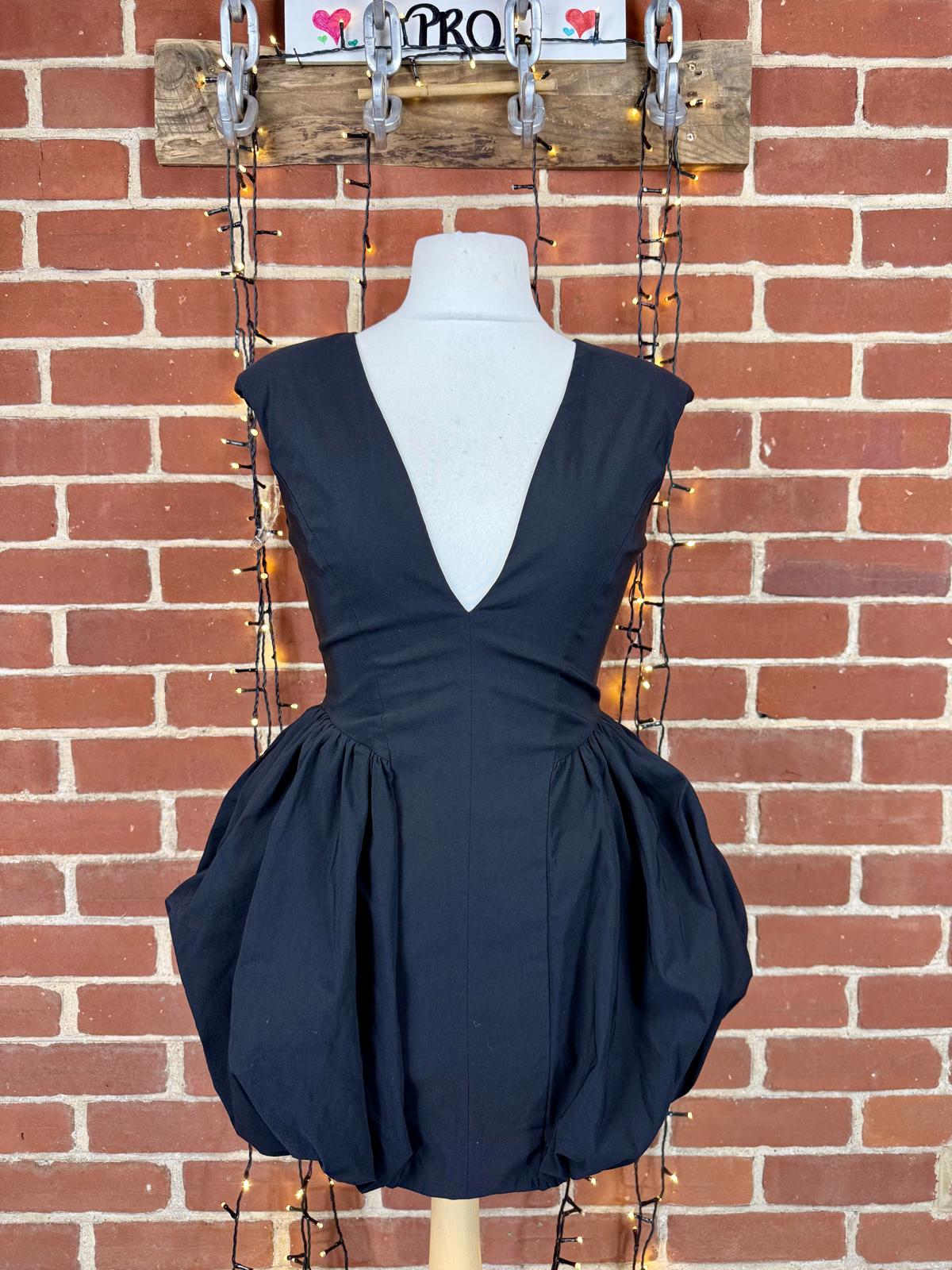 Black Bardot Corset Babydoll Mini Dress UK 10–12 / US 6–8 Sample sku 409