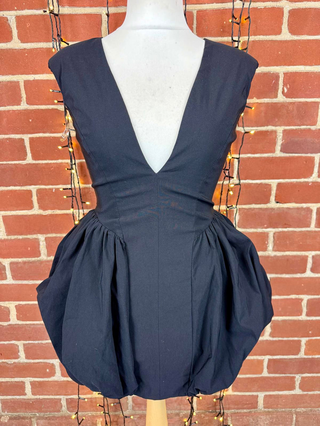 Black Bardot Corset Babydoll Mini Dress UK 10–12 / US 6–8 Sample sku 409