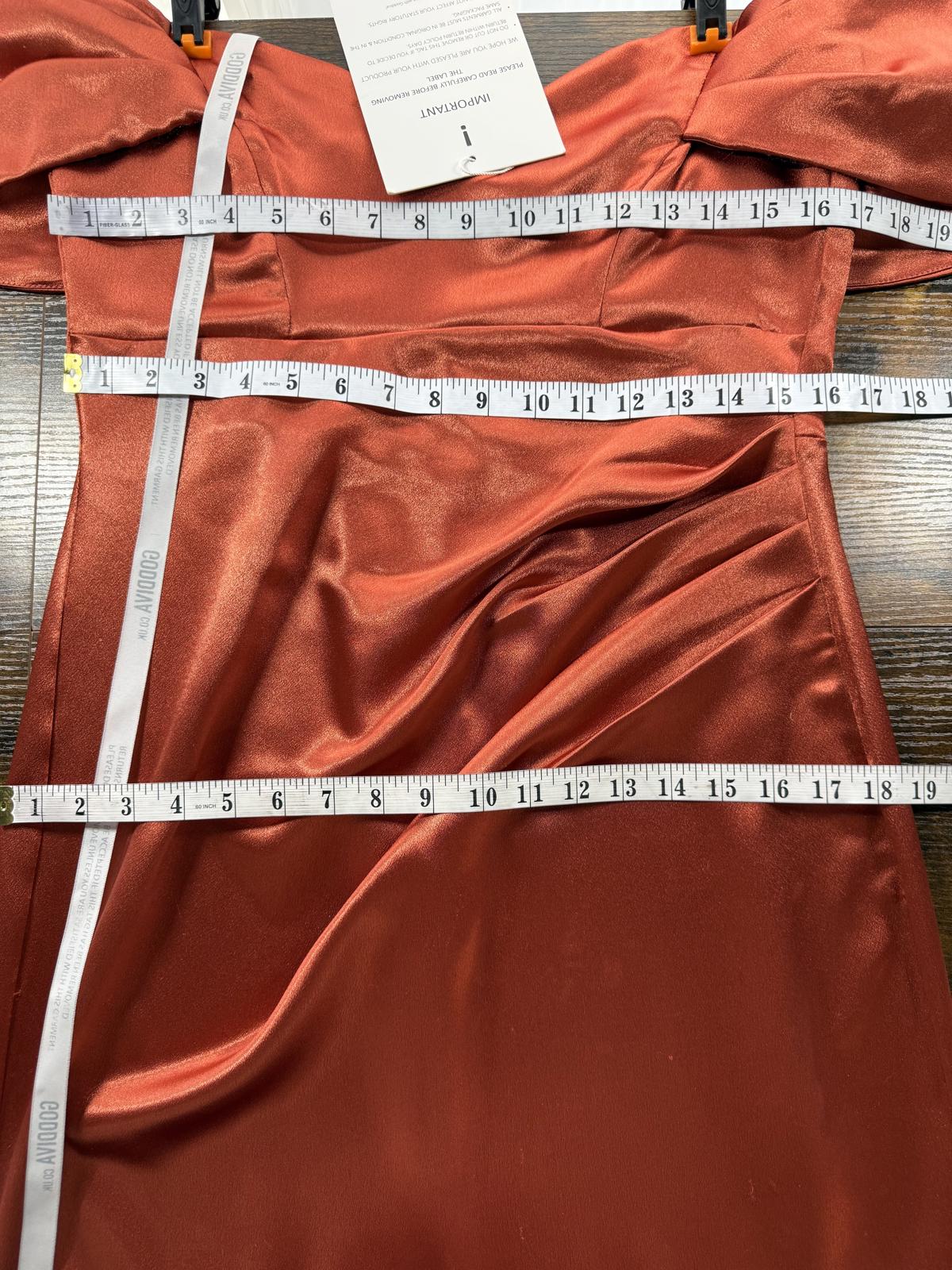 Goddiva Rust Satin Off Shoulder Maxi Gown BNWT Fitted UK 8 US 4 ~Read info!