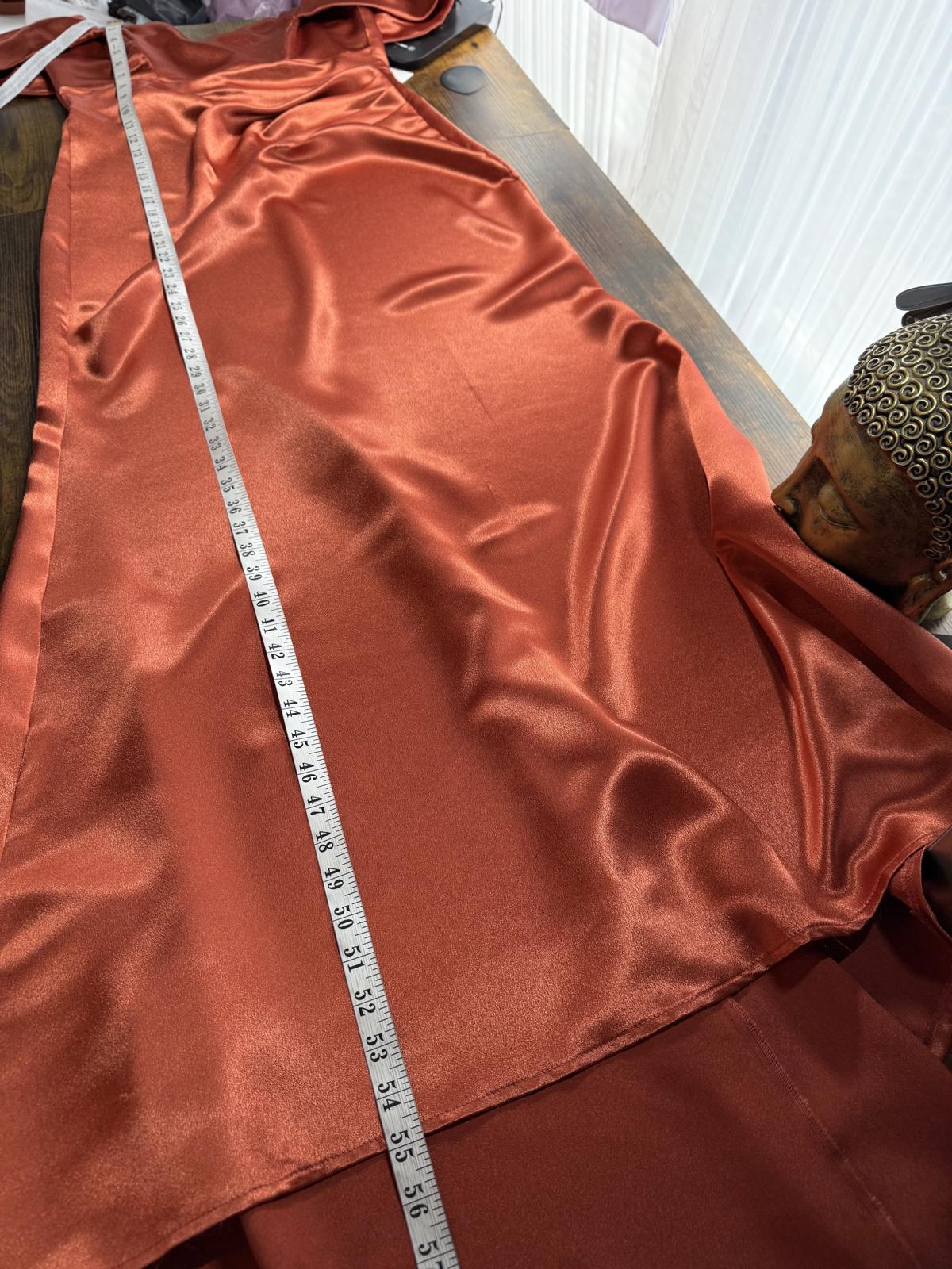 Goddiva Rust Satin Off Shoulder Maxi Gown BNWT Fitted UK 8 US 4 ~Read info!