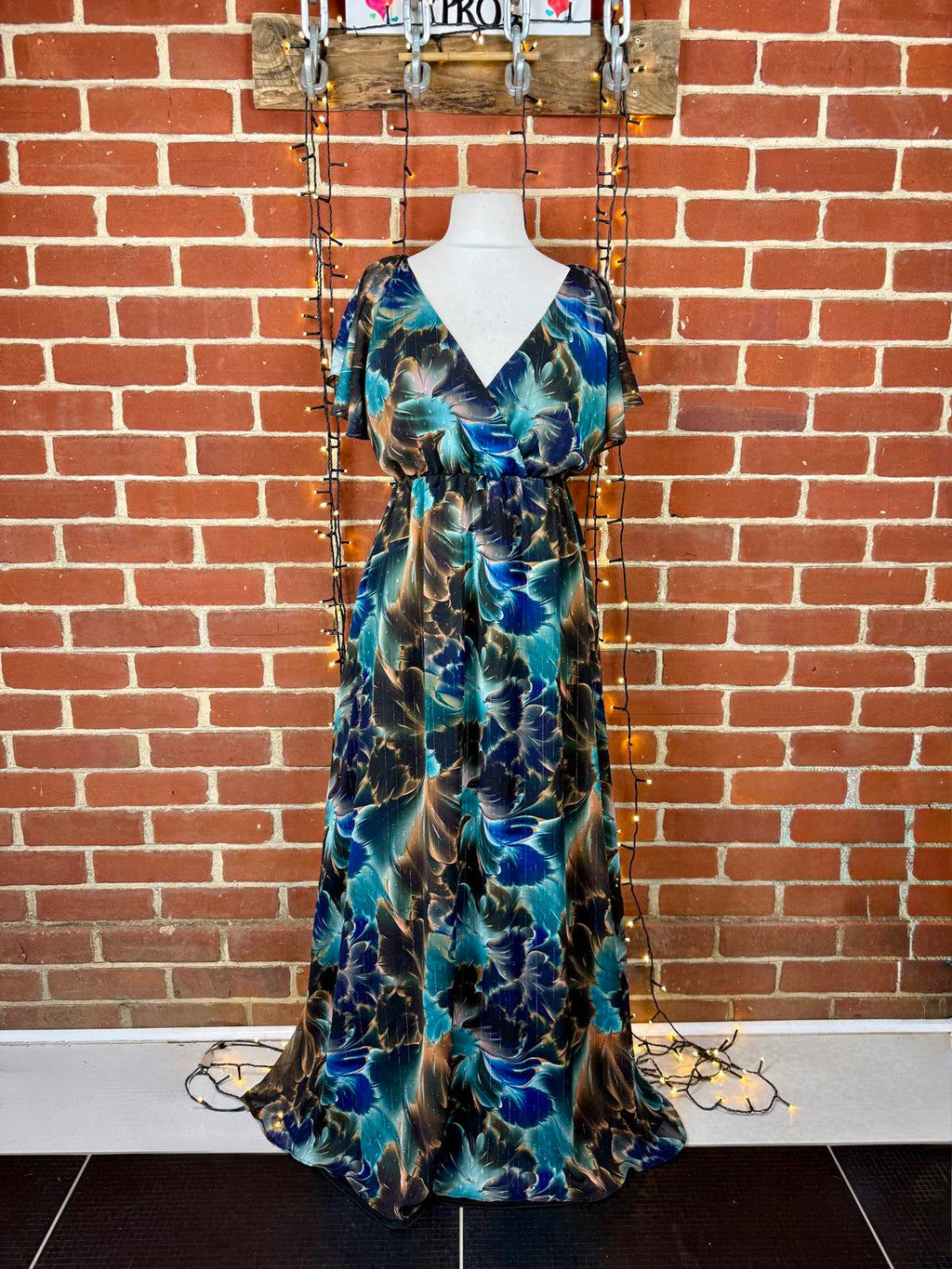 Boho Wrap Front Floral Maxi Dress UK 14–16 US 10–12 Floaty Occasion sku23