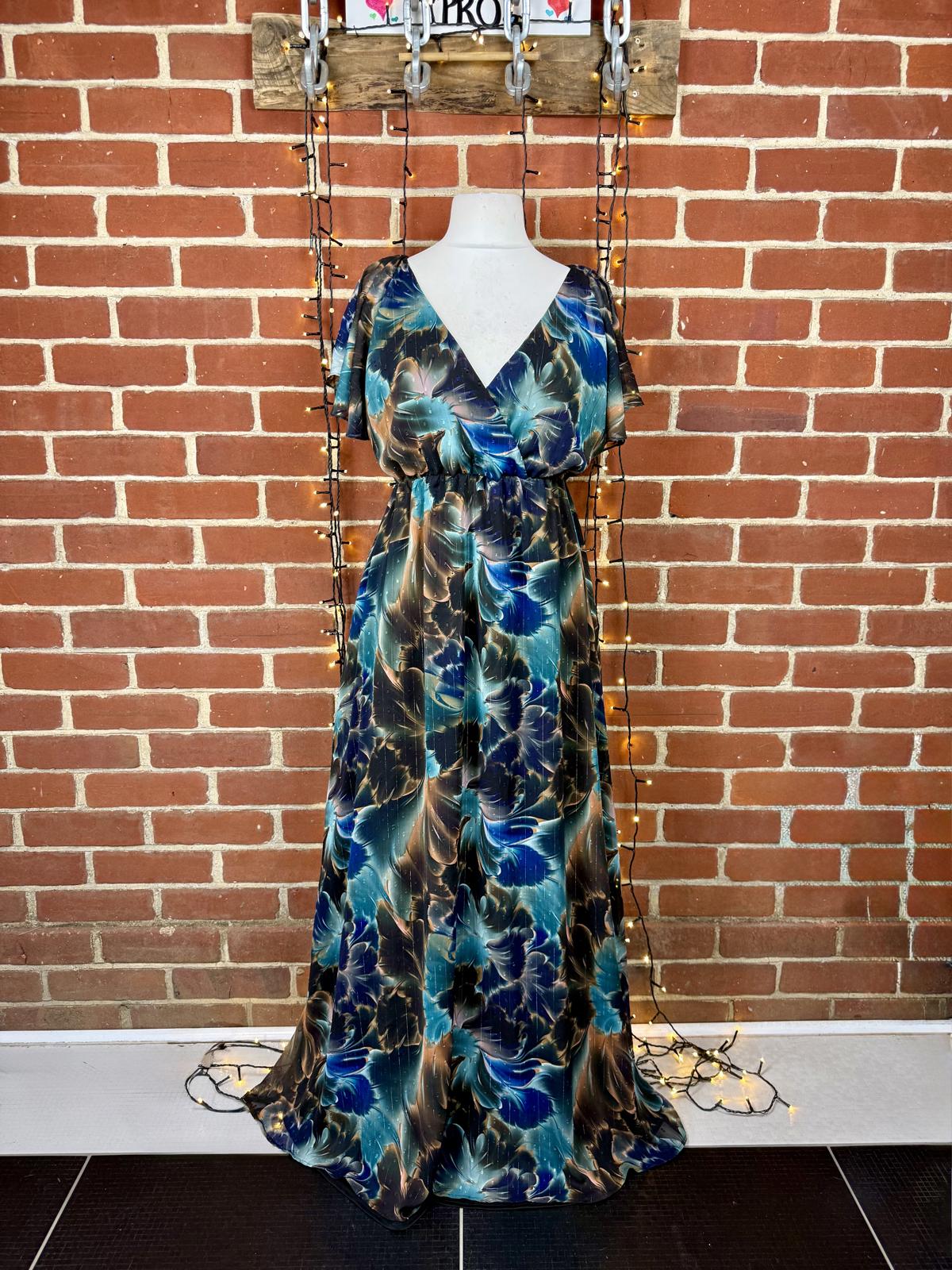 Boho Wrap Front Floral Maxi Dress UK 14–16 US 10–12 Floaty Occasion sku23