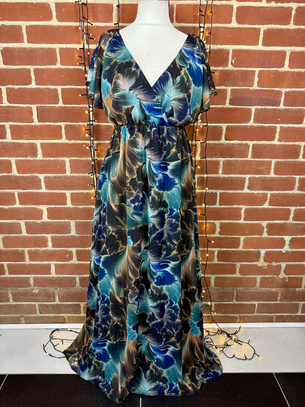 Boho Wrap Front Floral Maxi Dress UK 14–16 US 10–12 Floaty Occasion sku23