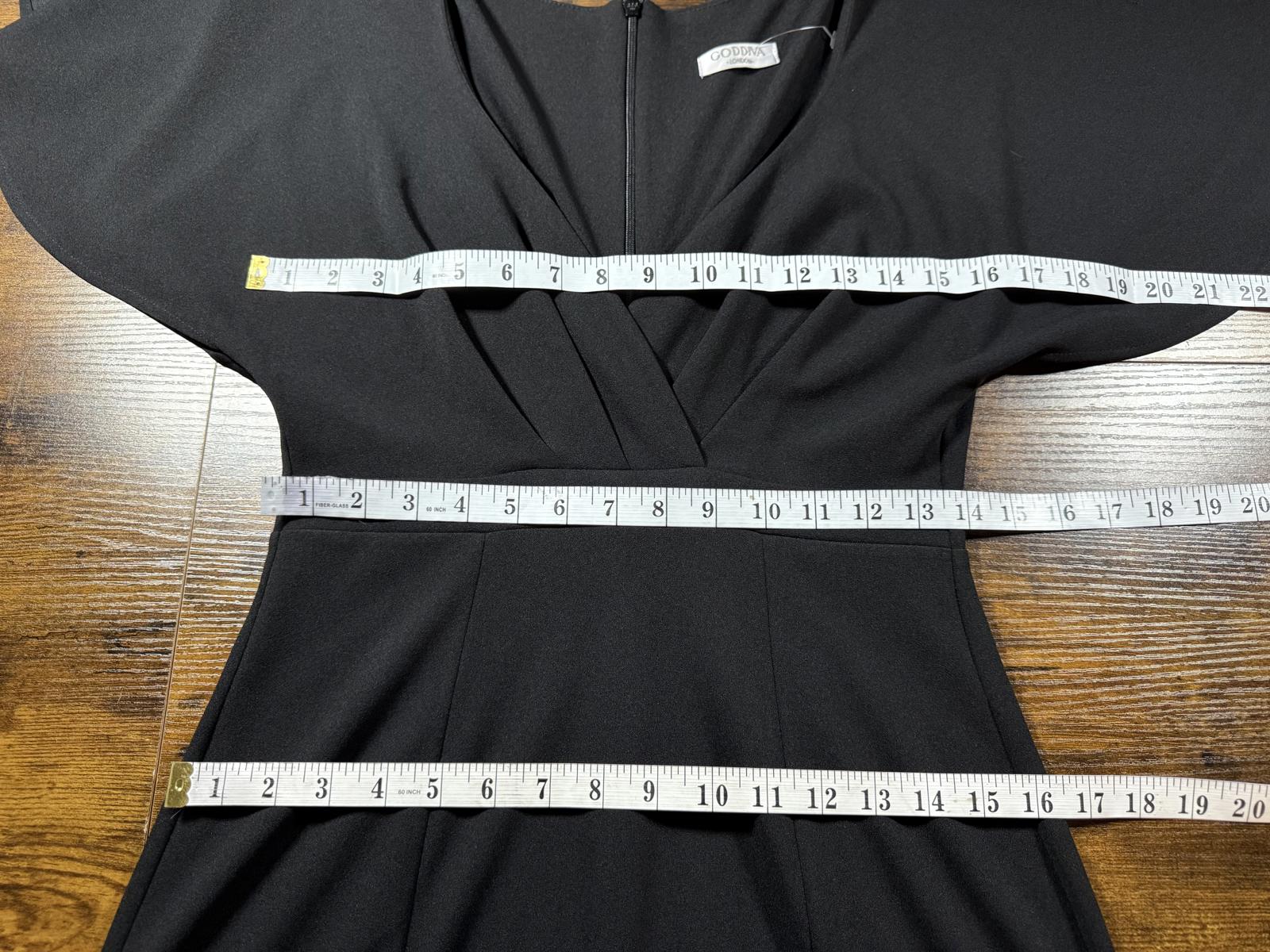 Goddiva Black Fishtail Midi Dress UK 12 US 8 Flutter Sleeve Occasion sku426