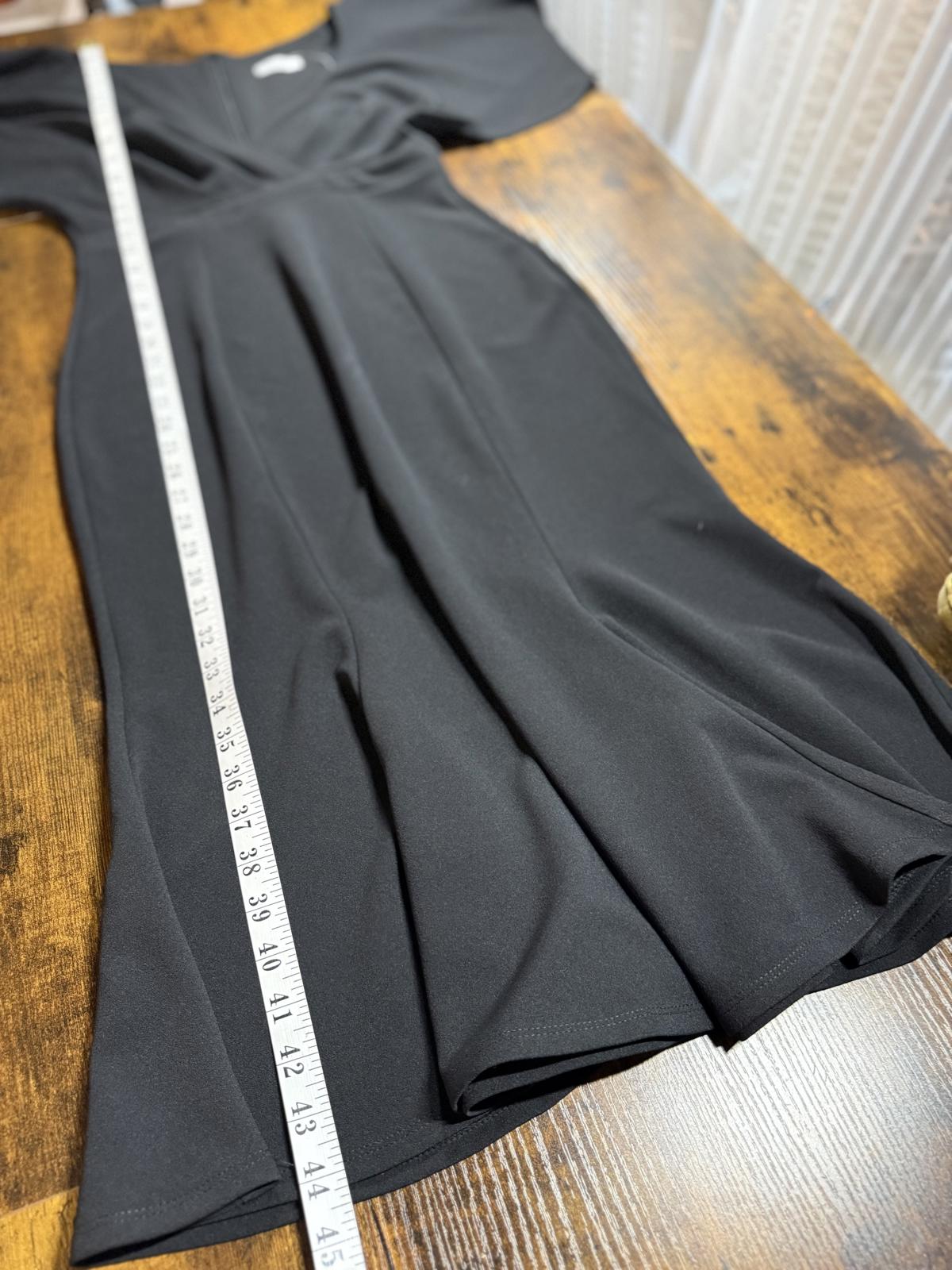 Goddiva Black Fishtail Midi Dress UK 12 US 8 Flutter Sleeve Occasion sku426