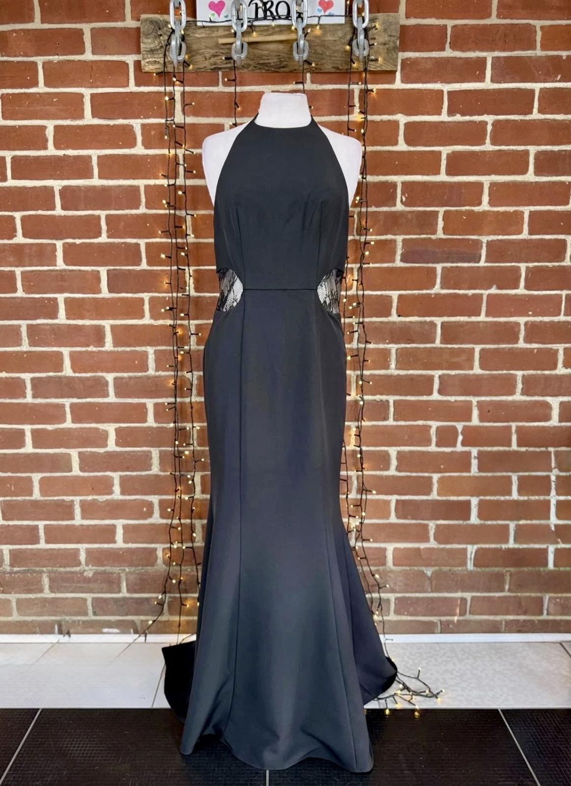 Jarlo London Black Lace Cut Out Halter Maxi Dress UK 10 Evening Gown  SKU392