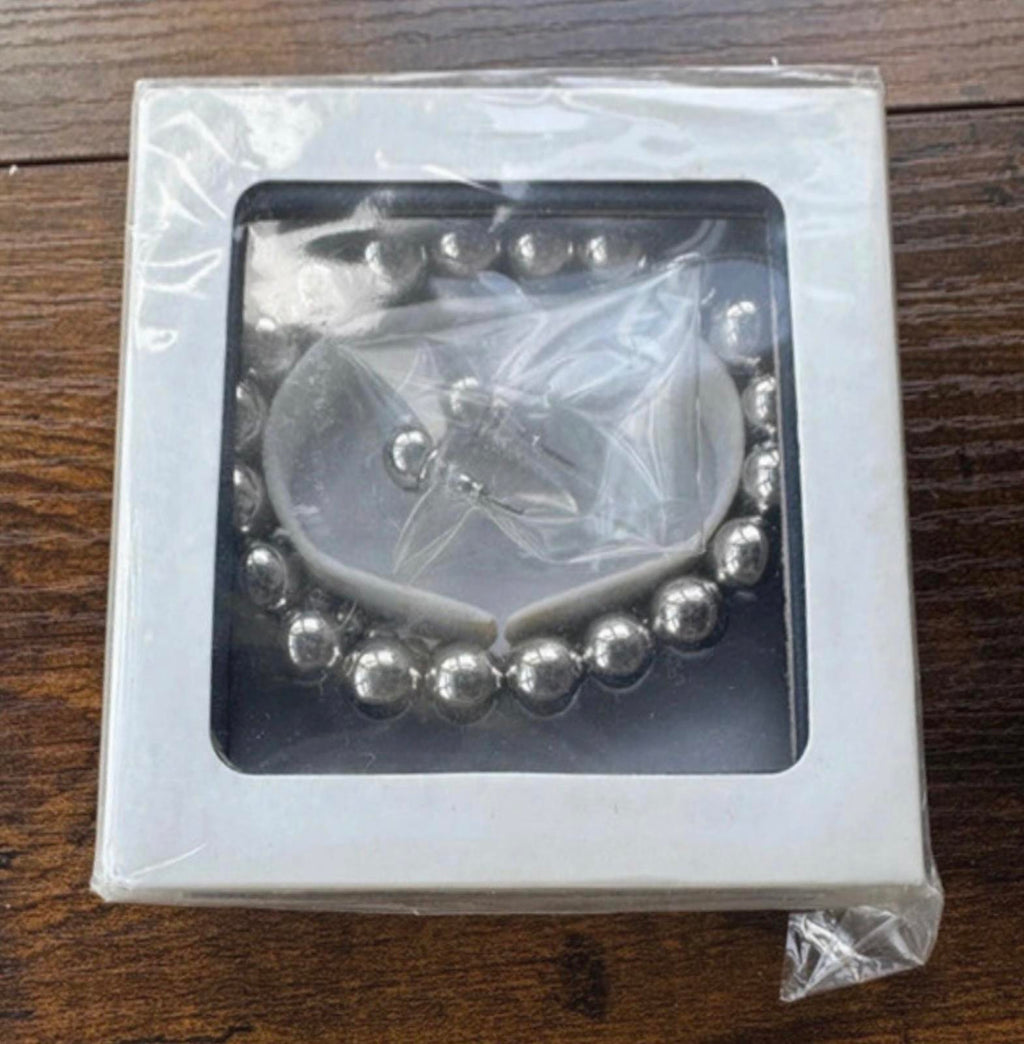 Carlo Gioielliere Silver Tone Bead Jewellery Set Bracelet Earrings