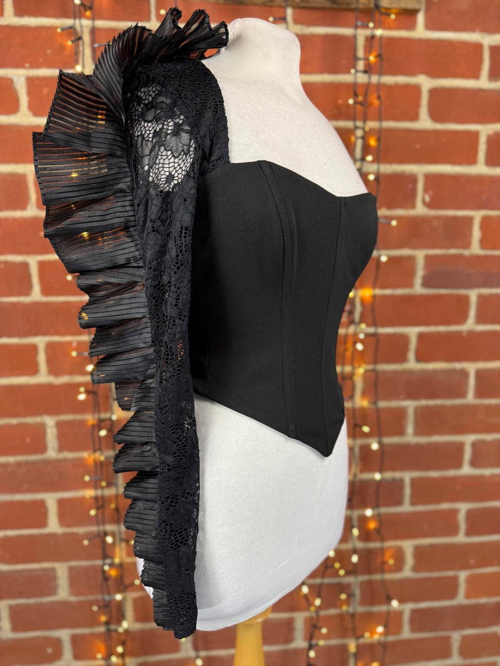 Goddiva London Black One Shoulder Lace Corset Top UK 8–10 Sample sku442