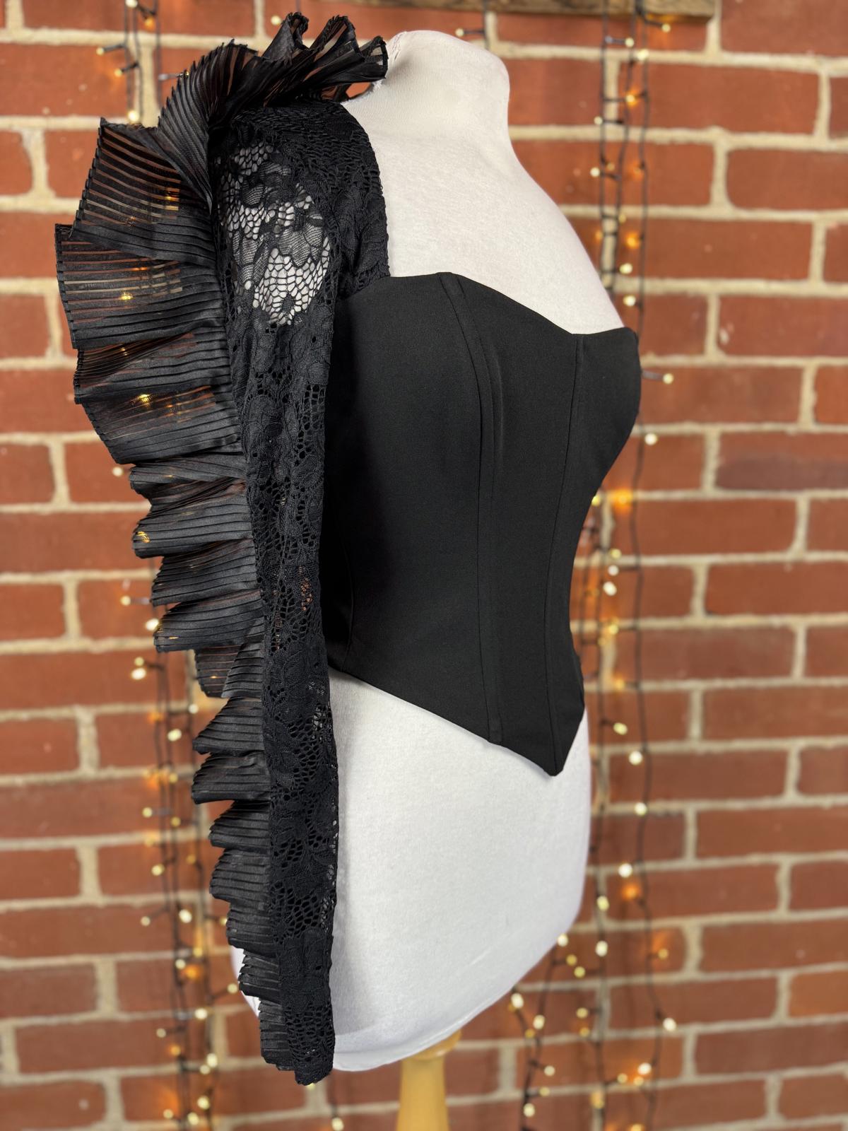 Goddiva London Black One Shoulder Lace Corset Top UK 8–10 Sample sku442