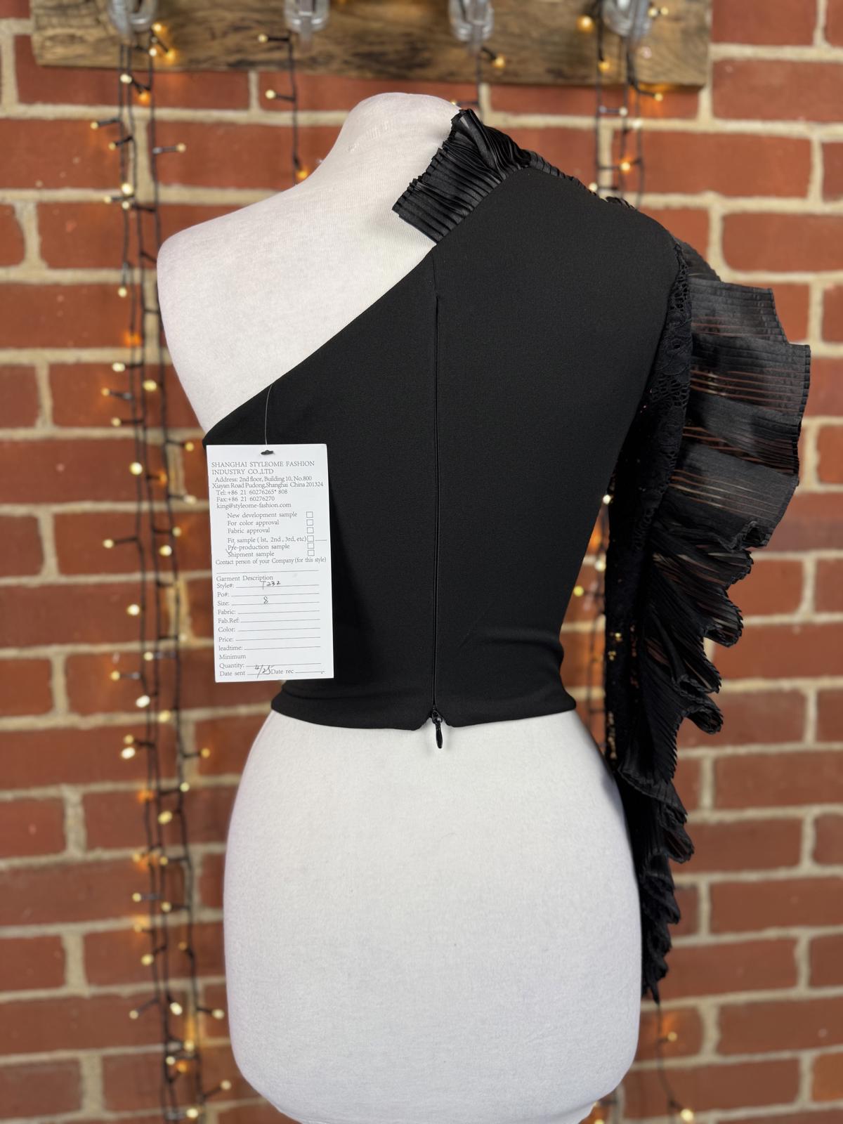 Goddiva London Black One Shoulder Lace Corset Top UK 8–10 Sample sku442