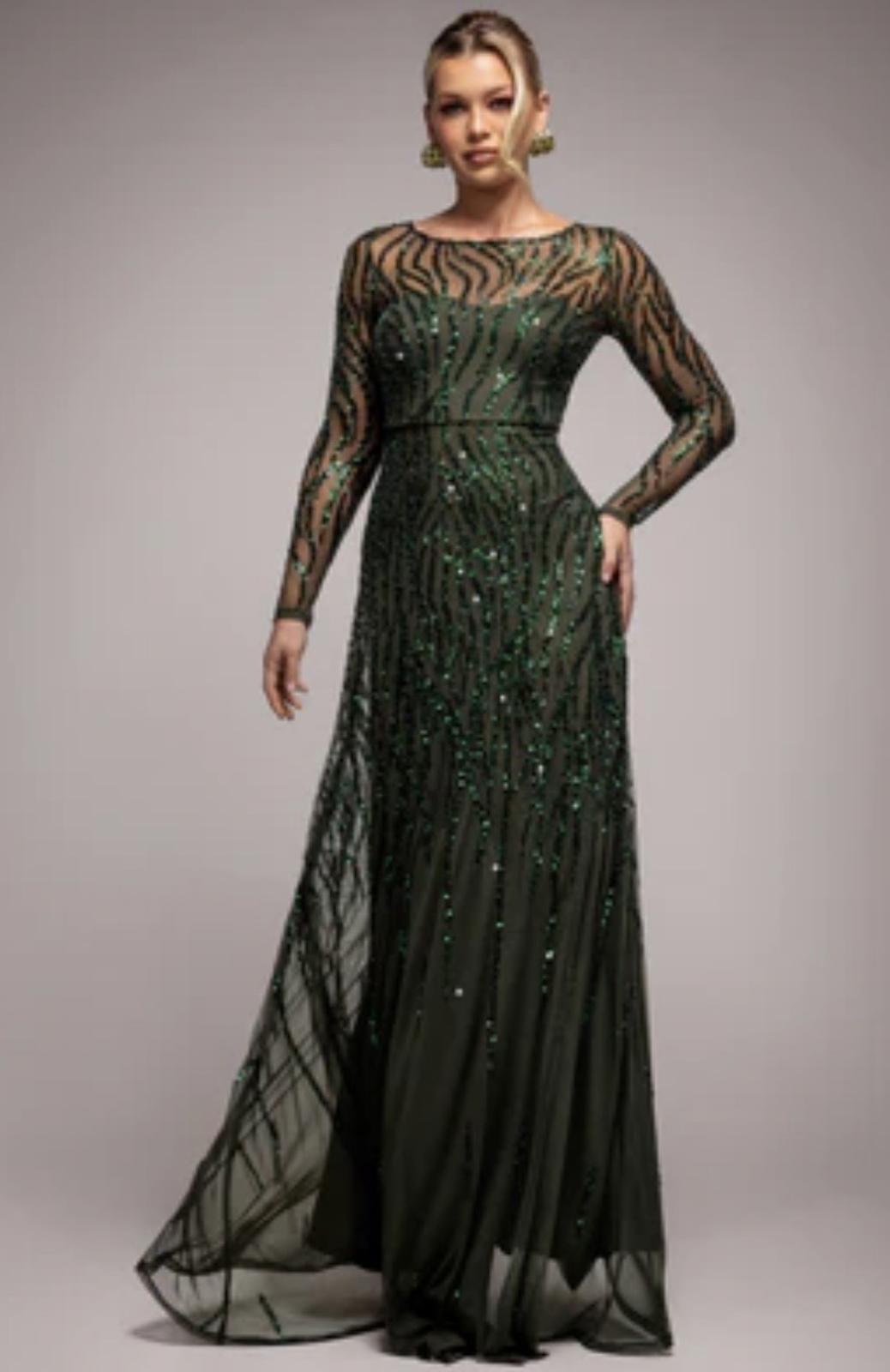 Goddiva Green Sequin Beaded Maxi Dress UK 8 Sample Sold Out Colour sku446
