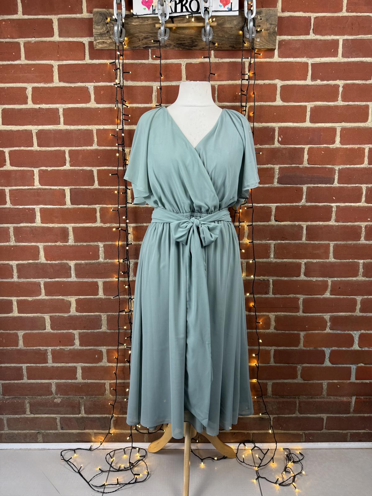 Goddiva Sage Green Midi Dress UK 18 Recycled Polyester Read Info!     sku247