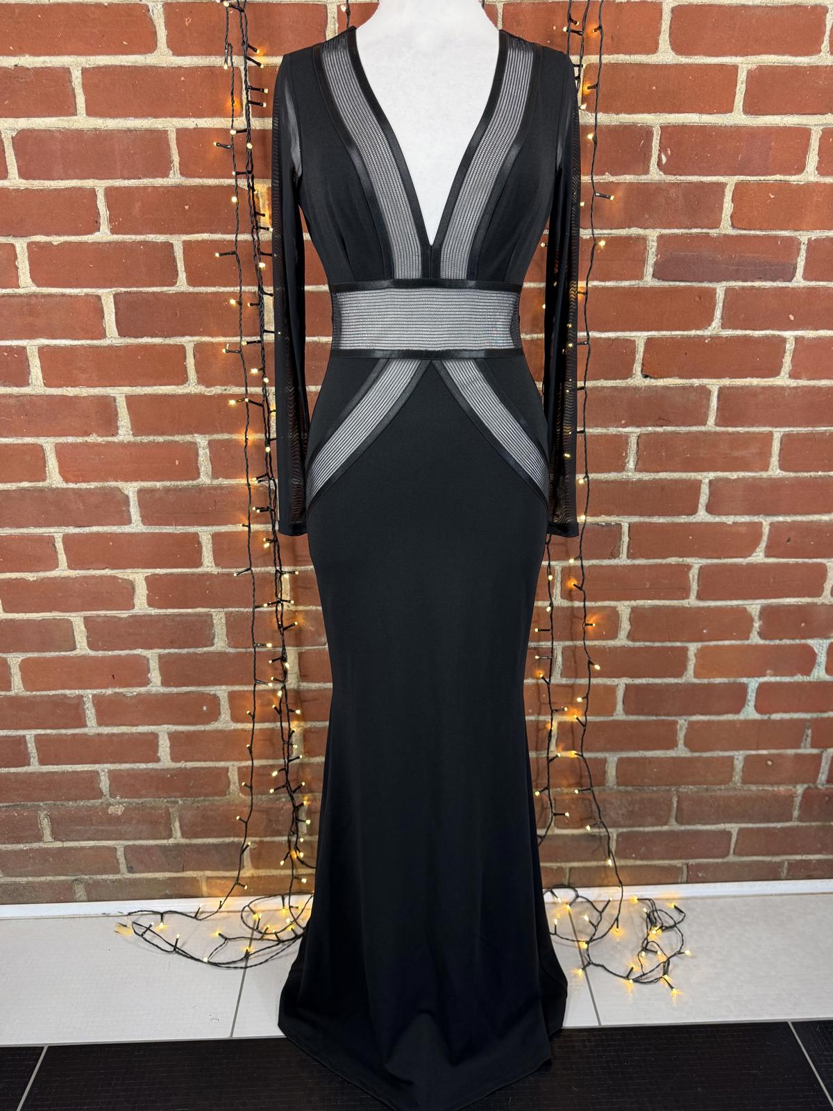 Goddiva London Black Mesh Panel Maxi Dress Original Sample  sku448