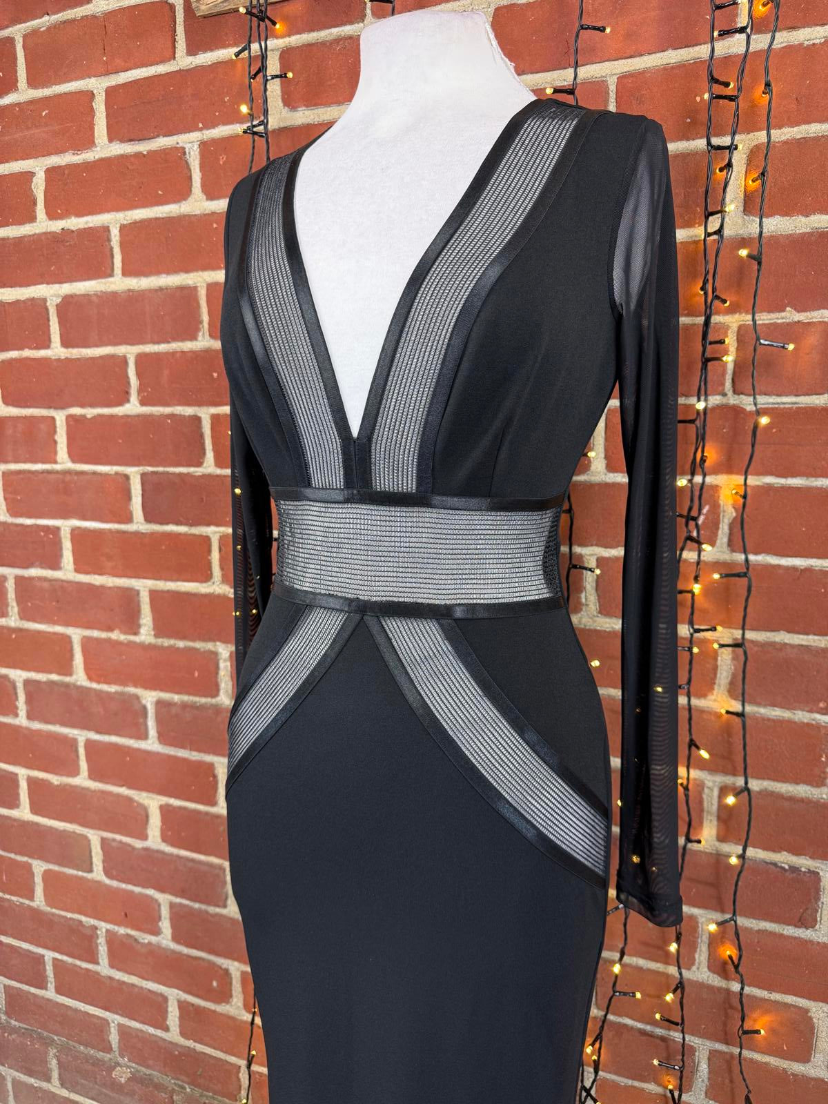 Goddiva London Black Mesh Panel Maxi Dress Original Sample  sku448