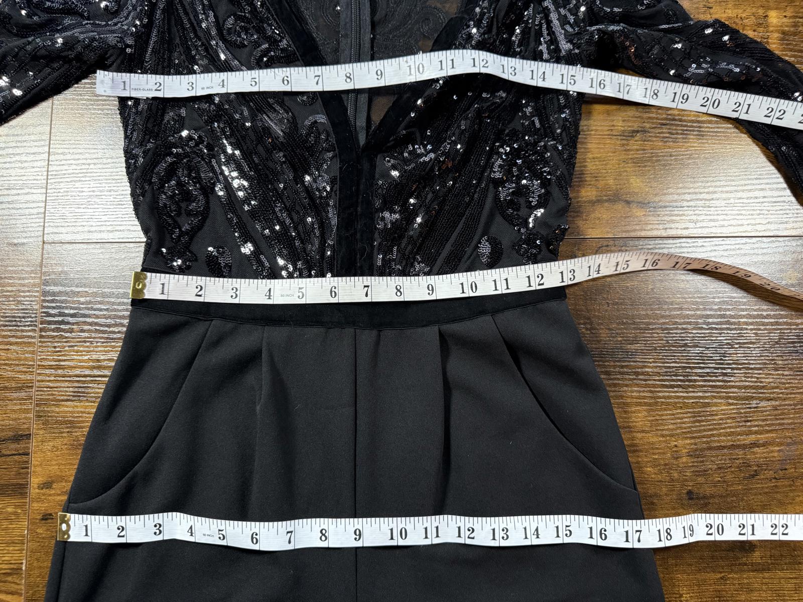 Goddiva London Black Sequin Lace Wide Leg Jumpsuit UK 8 BNWT sku450