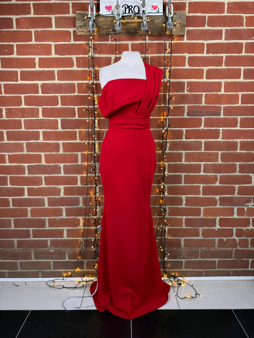 Goddiva London Red One Shoulder Maxi Dress UK 8 BNWT RRP £140 sku452