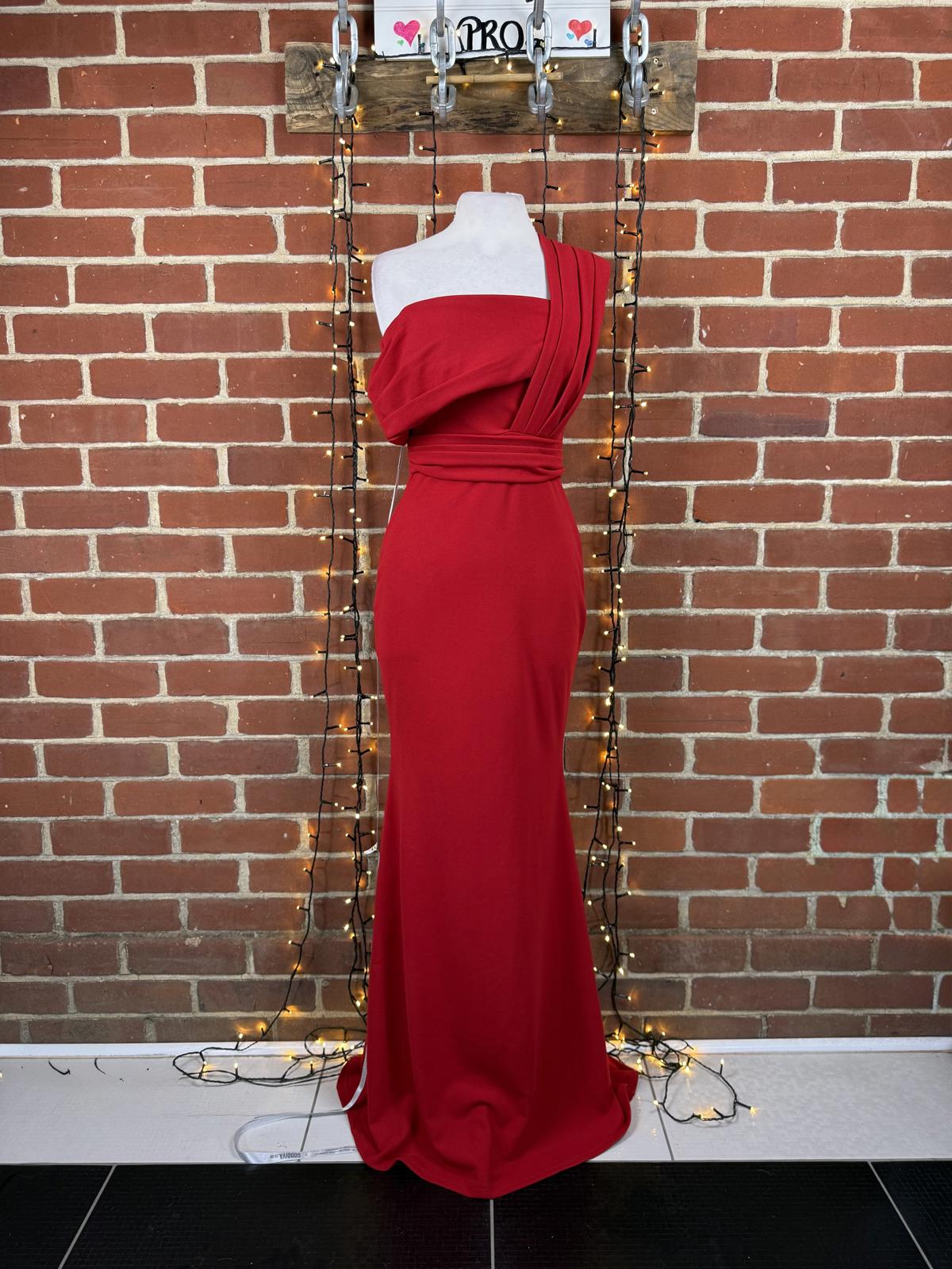 Goddiva London Red One Shoulder Maxi Dress UK 8 BNWT RRP £140 sku452