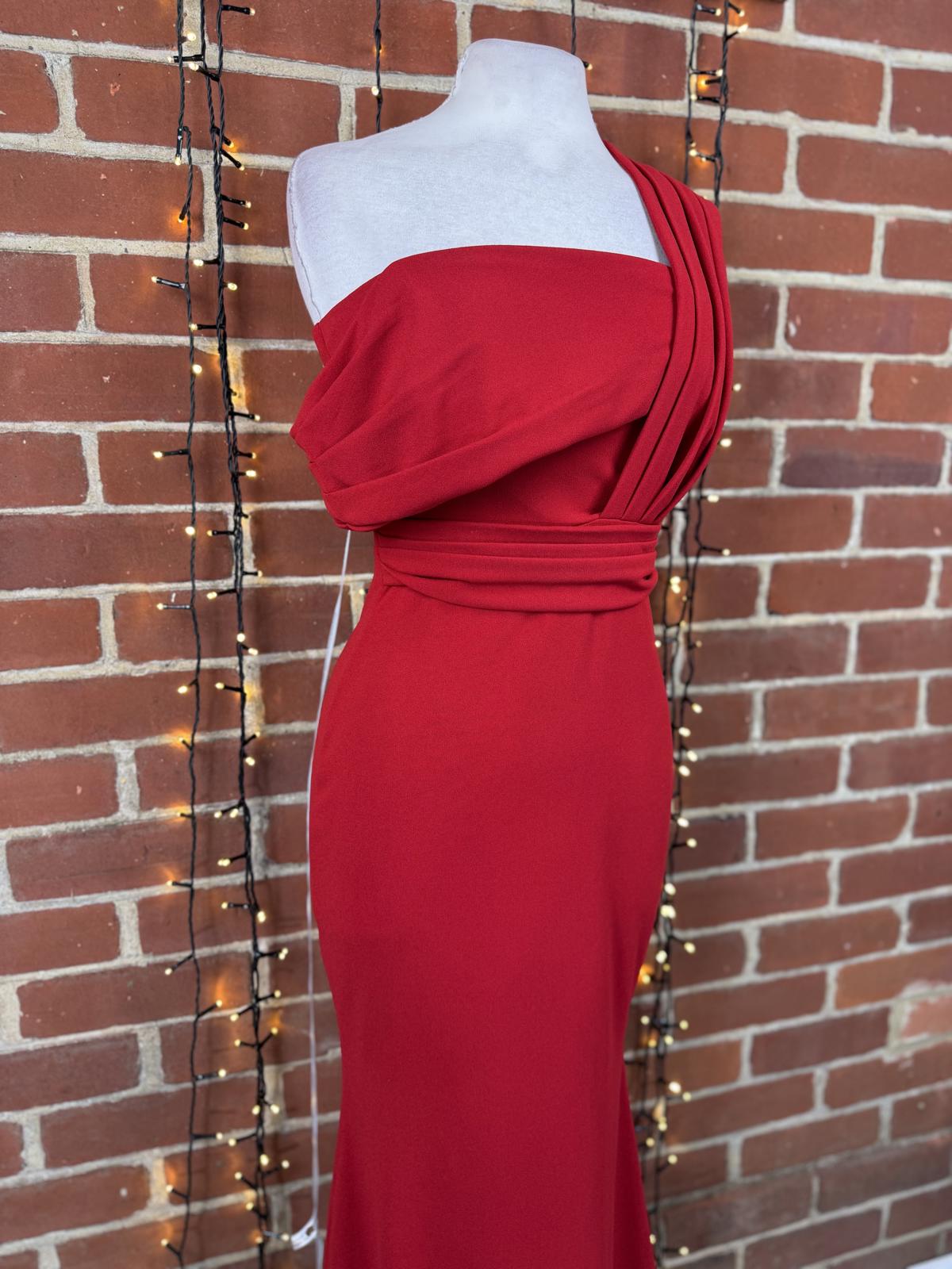 Goddiva London Red One Shoulder Maxi Dress UK 8 BNWT RRP £140 sku452