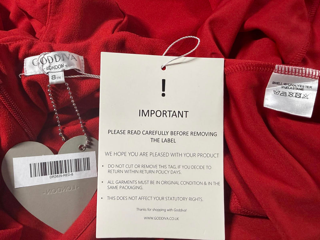 Goddiva London Red One Shoulder Maxi Dress UK 8 BNWT RRP £140 sku452