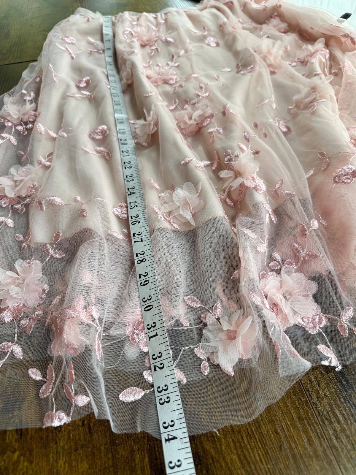 Pink 3D Floral Mesh Midi Skirt UK 14–16 XXL Tulle Occasion Party sku456