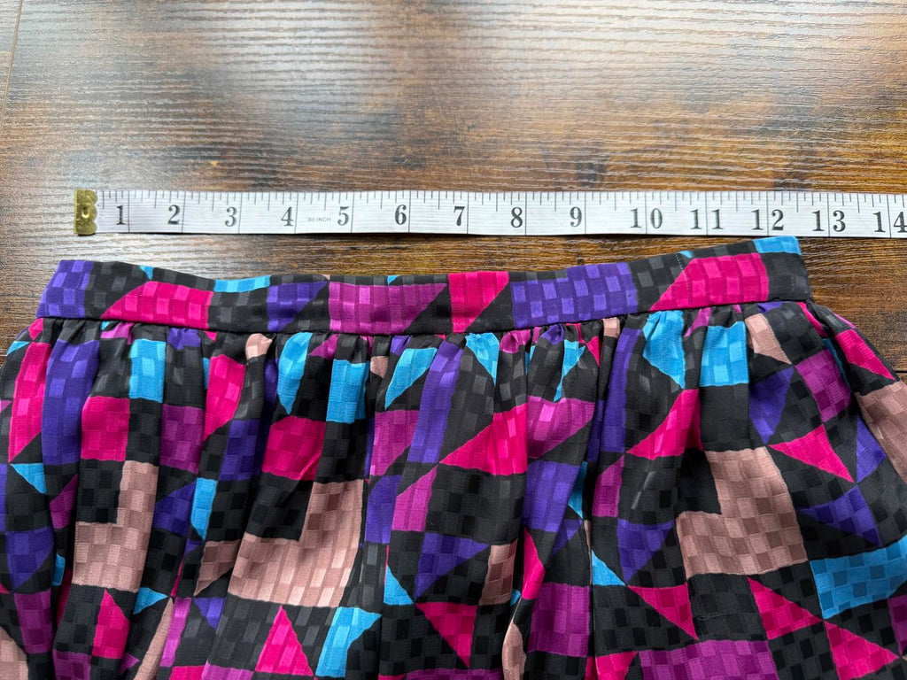 Vintage 80s 90s Geometric Midi Skirt With Pockets UK 6–8 US 2–4