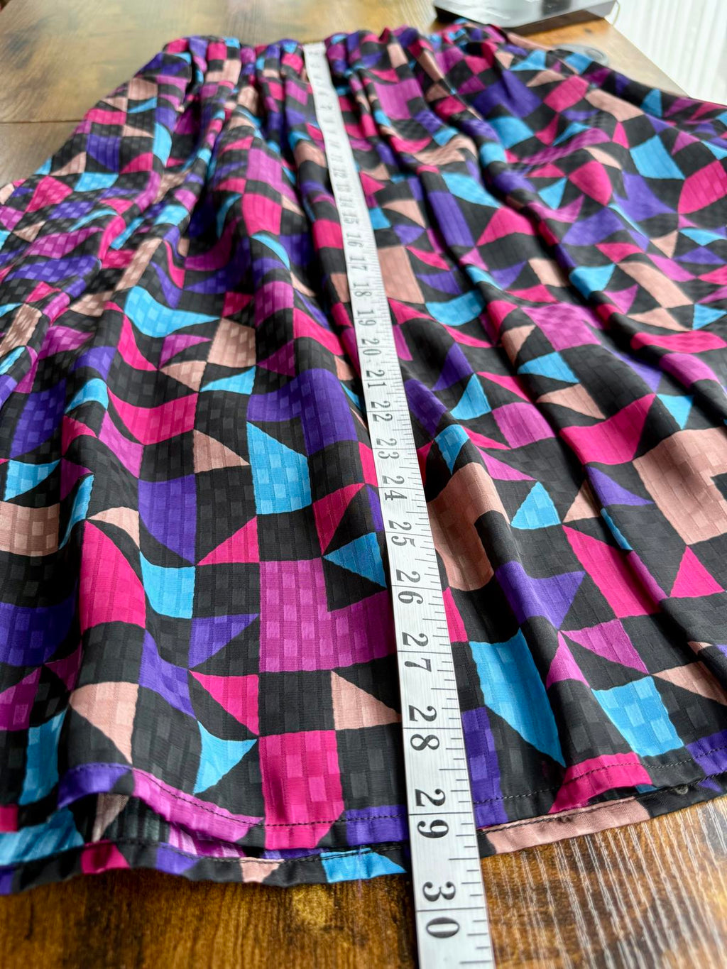 Vintage 80s 90s Geometric Midi Skirt With Pockets UK 6–8 US 2–4