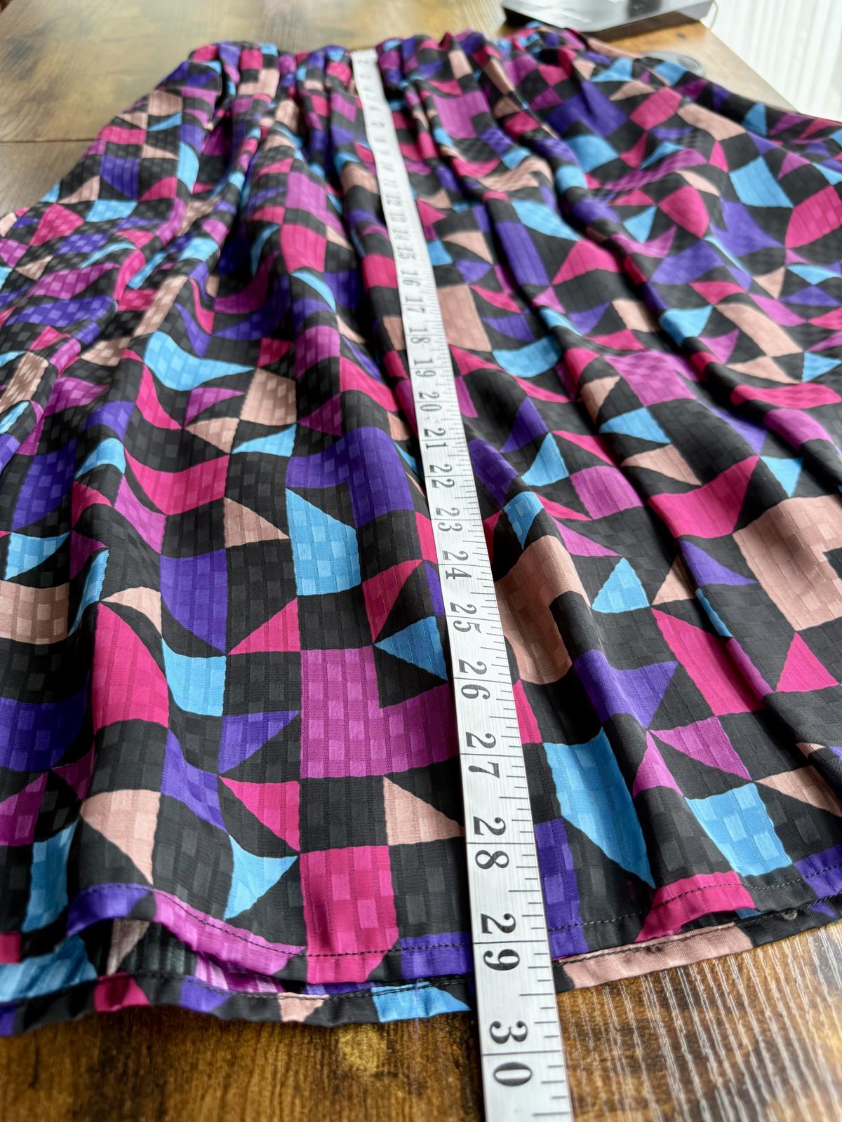 Vintage 80s 90s Geometric Midi Skirt With Pockets UK 6–8 US 2–4