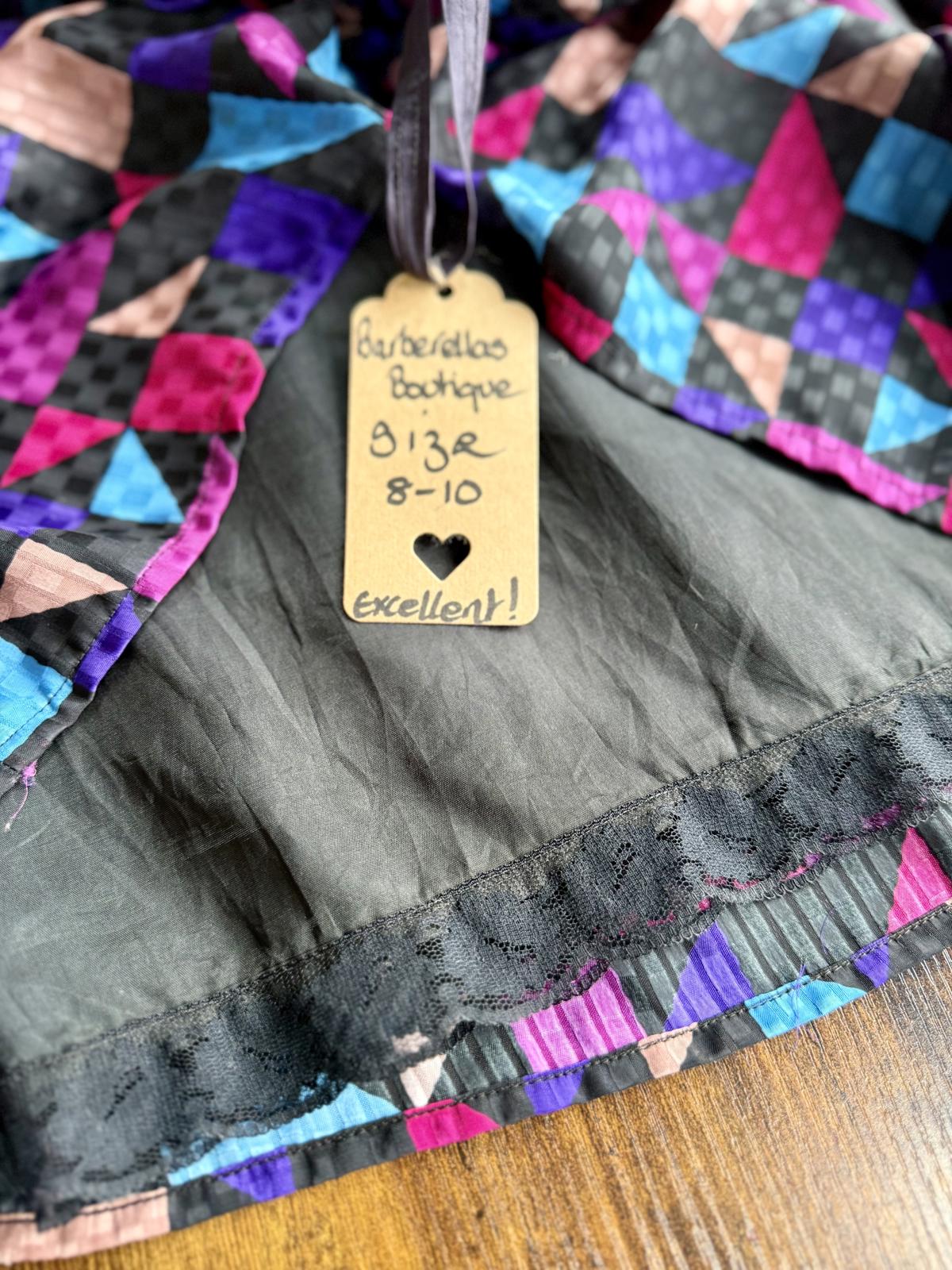 Vintage 80s 90s Geometric Midi Skirt With Pockets UK 6–8 US 2–4