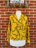Dorothy Perkins Mustard Chain Print Blouse UK 8 US 4 BNWOT sku465