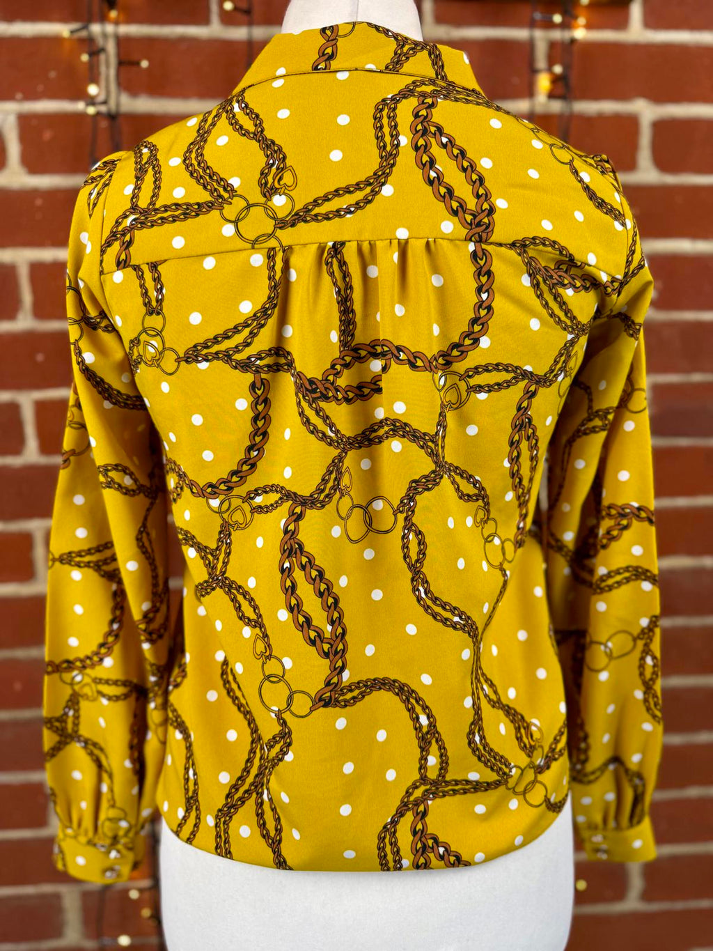 Dorothy Perkins Mustard Chain Print Blouse UK 8 US 4 BNWOT sku465