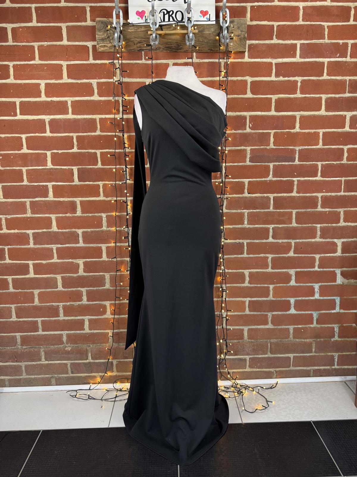 Goddiva One Shoulder Bardot Maxi Dress Black UK 8 US 4 DR4830 BNWT        sku471
