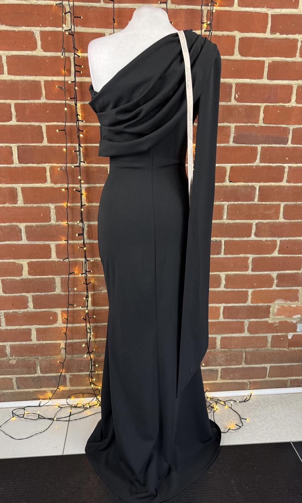 Goddiva One Shoulder Bardot Maxi Dress Black UK 8 US 4 DR4830 BNWT        sku471