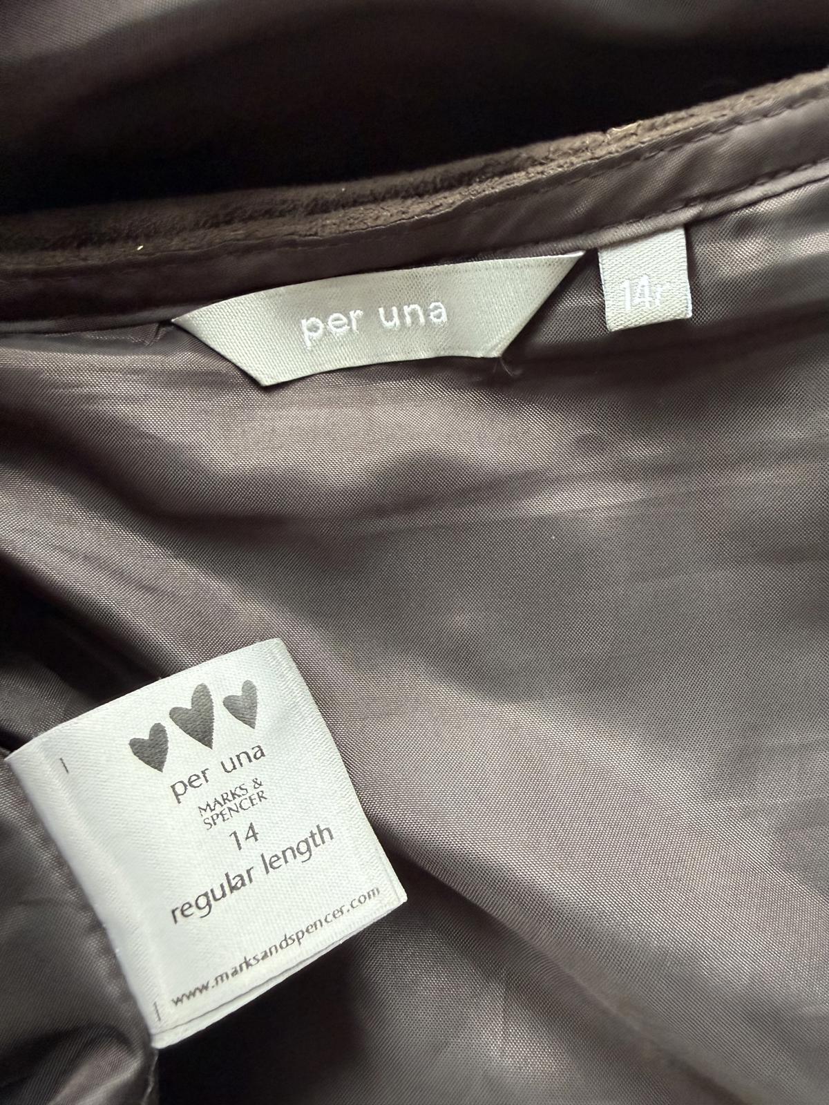 M&S Per Una Brown Y2K  Flared Skirt Embroidered Hem UK 14 Peachskin sku472