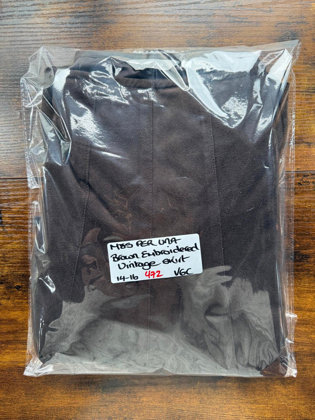 M&S Per Una Brown Y2K  Flared Skirt Embroidered Hem UK 14 Peachskin sku472