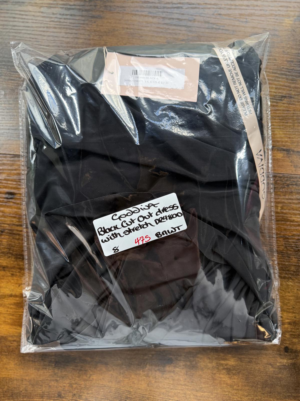 Goddiva Black One Shoulder Maxi Dress UK 8 BNWT Asymmetric Mesh Evening Prom 475