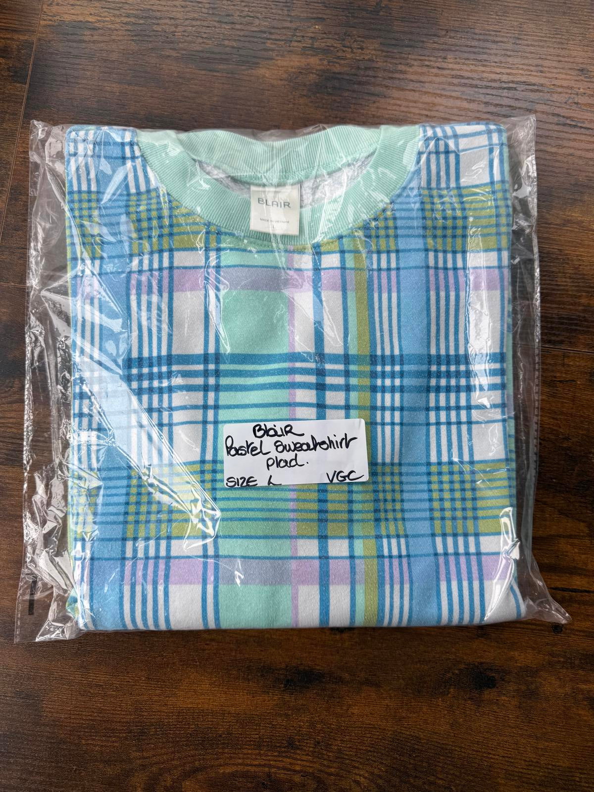 Blair Pastel Check Sweater UK 12–14 Soft Cotton Blend Jumper sku45