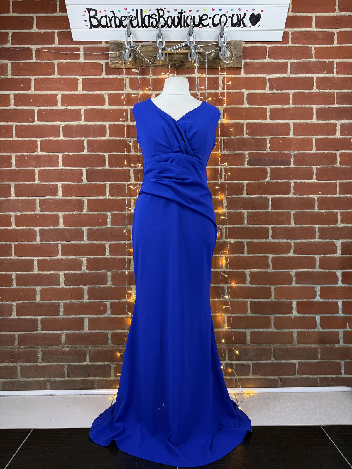 City Goddess Royal Blue Maxi Evening Dress UK 16 US 12 Ruched Formal Gown sku403