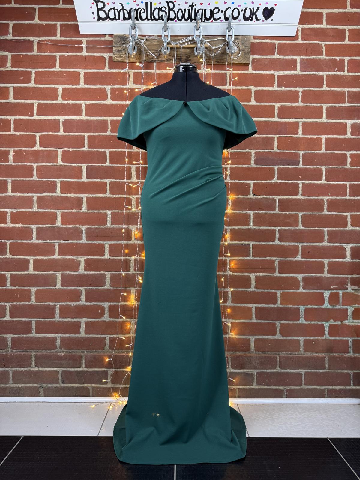 Goddiva Emerald Off Shoulder Maxi Gown BNWT Elegant Fitted UK Approx 8 US 4 sk92