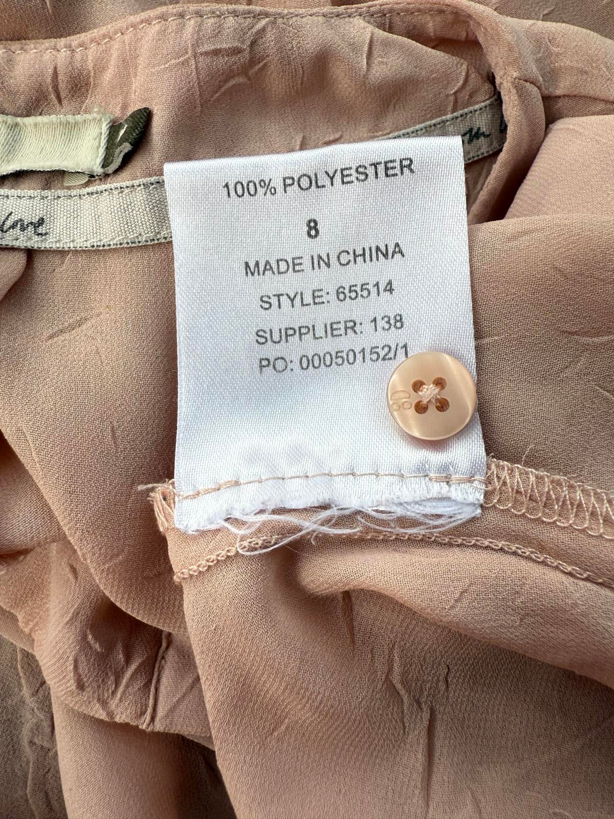 Crafted Blush Pink Button Front Top  Oversized UK 8 Oversized