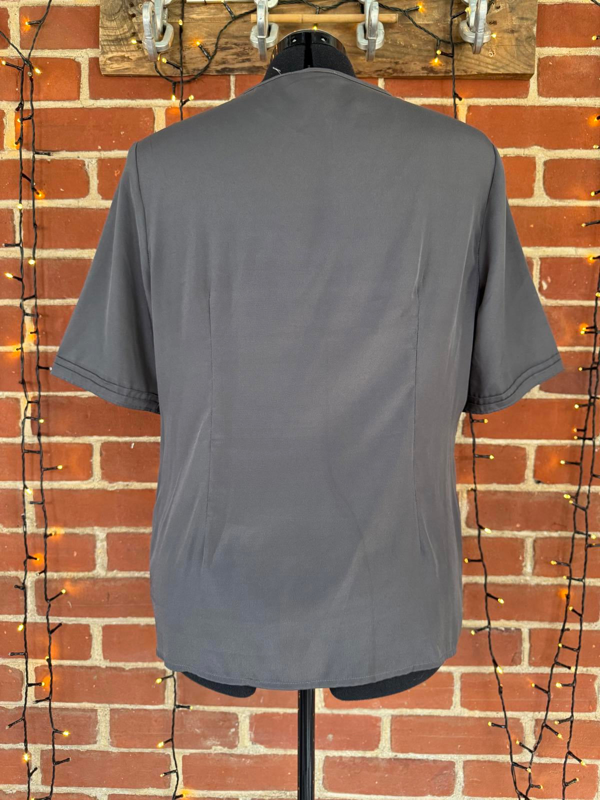 Marks & Spencer Grey Lace Panel Top says UK 18 Best fits  UK 14–16 Circa 2010s