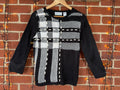 Alfred Dunner Black & White Check Knit Jumper UK 12-14 Petite         NUM55